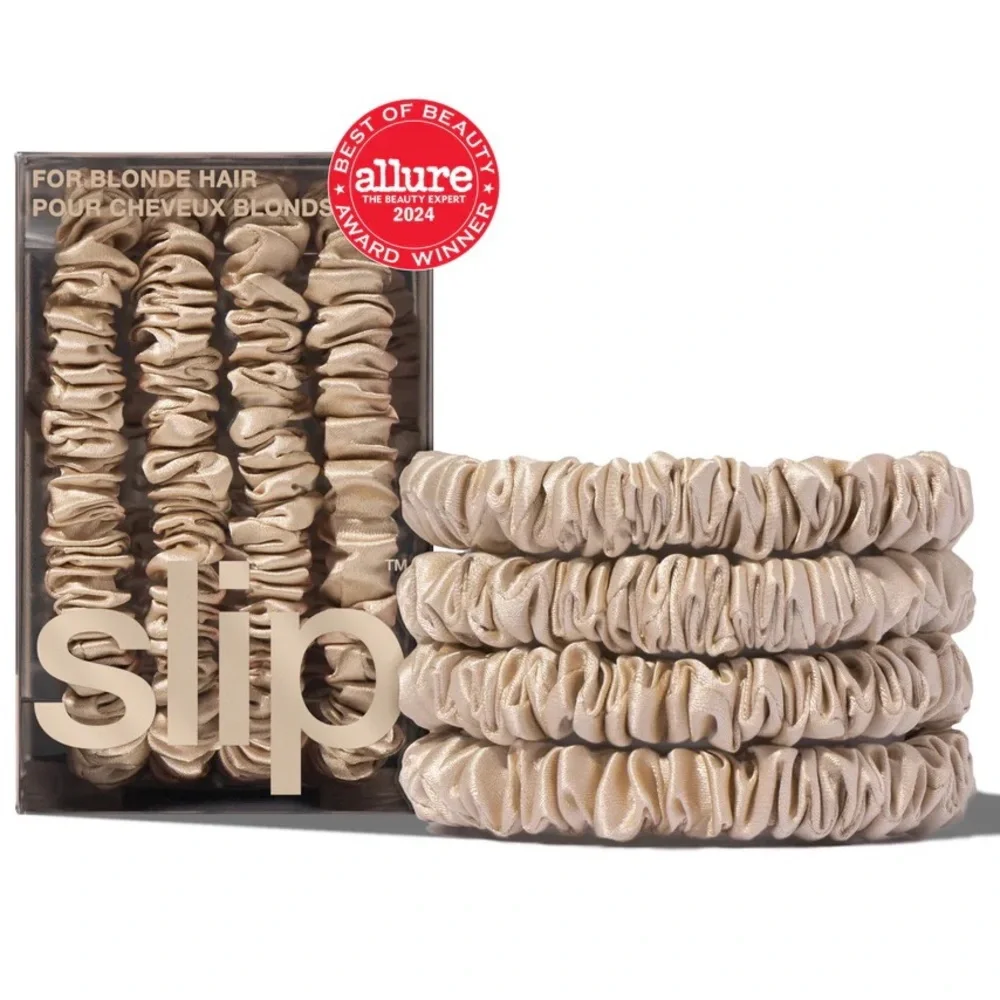 NWT 8 Slip skinny pure silk scrunchies Black & Blonde - Picture 4 of 13
